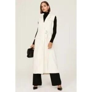 Rent the runway sz small Marina Moscone long wrap vest white color pockets midi